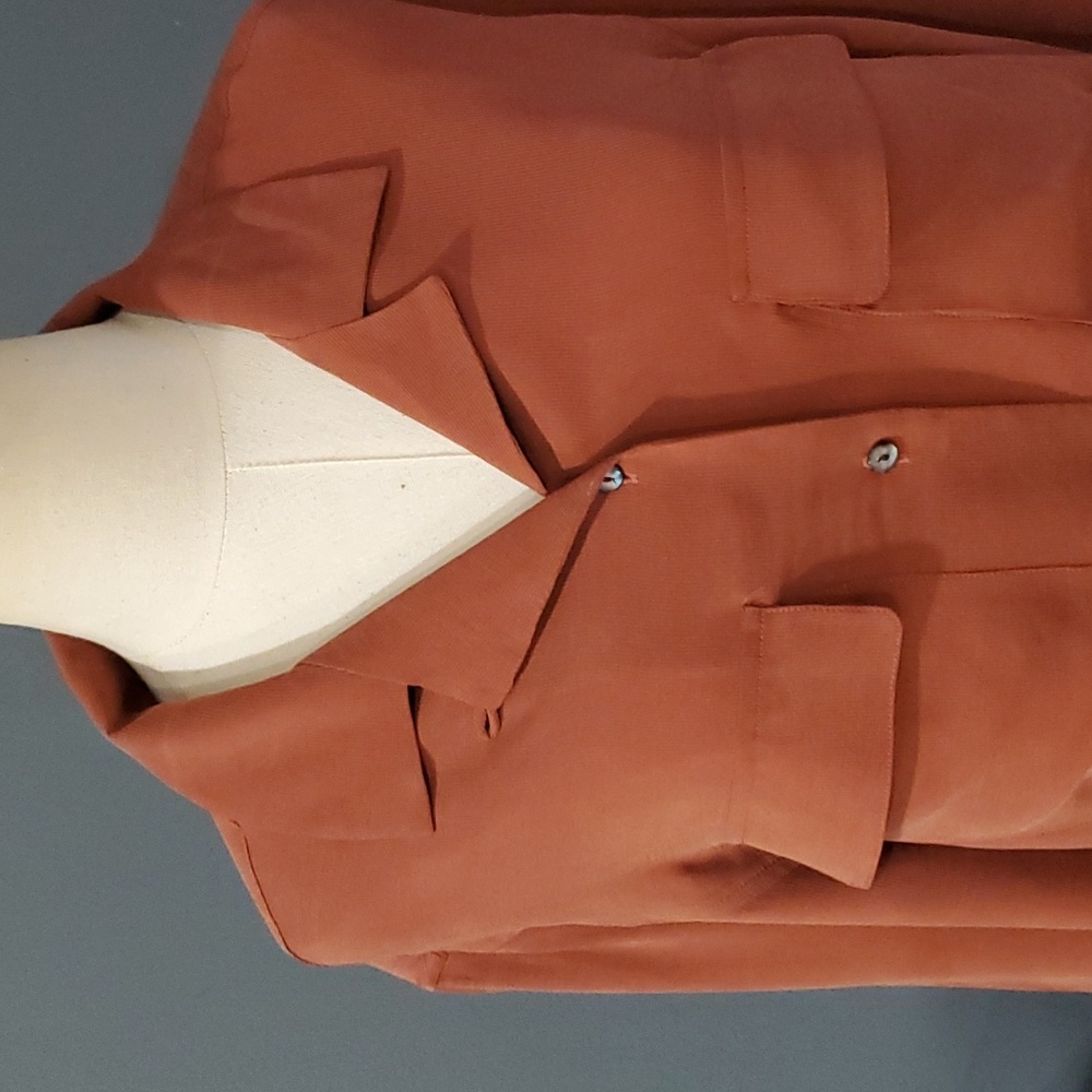 Silks vtg  brown silk button down Career Office Board Room  shirt size M - Picture 3 of 14